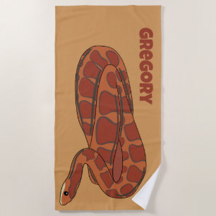 Corn Snake Orange Red Realistic Personalised Beach Towel