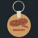 Corn Snake Orange Red Realistic Personalised Key Ring<br><div class="desc">This keychain features a realistic style illustration of a coiled corn snake in dark red and orange. It's ready to be personalised with a name in dark reddish orange lettering. Makes a great gift for pet snake owners.</div>