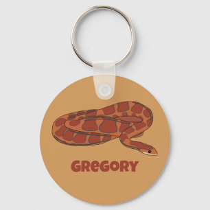 Corn Snake Orange Red Realistic Personalised Key Ring