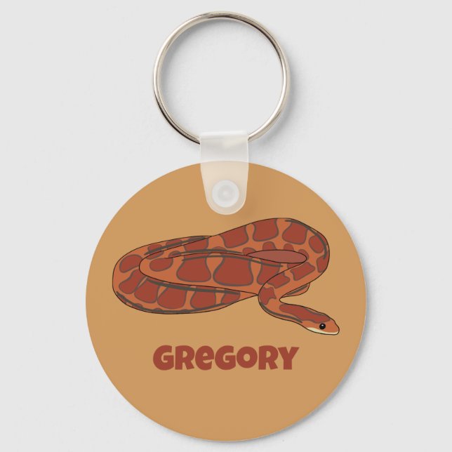 Corn Snake Orange Red Realistic Personalised Key Ring (Front)