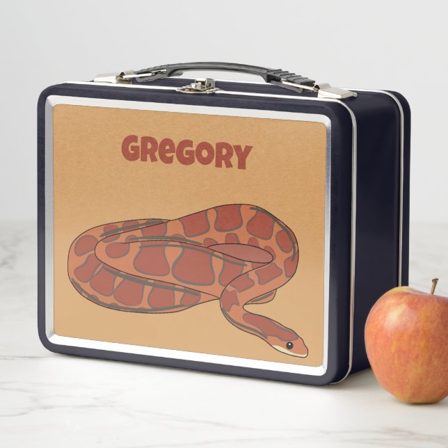 Corn Snake Orange Red Realistic Personalised Metal Lunch Box (In Situ)