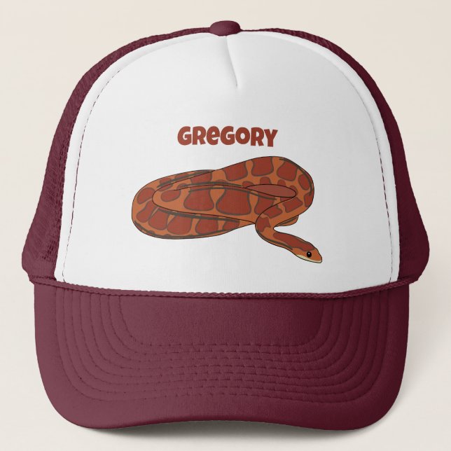 Corn Snake Orange Red Realistic Personalised Trucker Hat (Front)