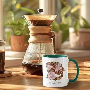 Corn Snake Pink Flowers Green Mug