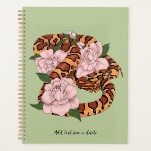 Corn Snake Pink Flowers Green Planner