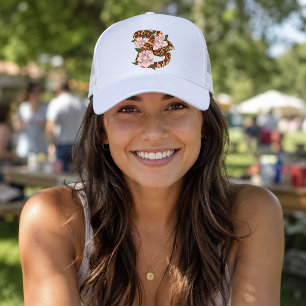 Corn Snake Pink Flowers Green Trucker Hat