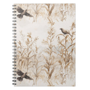 Corn Stalks Birds Autumn Notebook