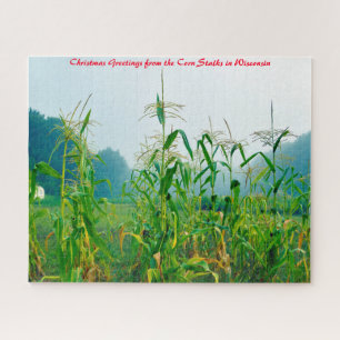 Corn Stalks Wisconsin.Christmas Greetings Jigsaw Puzzle