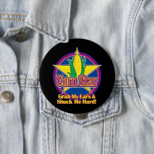 Corn Star Blue Purple Black BG 10 Cm Round Badge