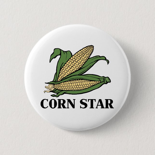 Corn Star Funny Vegetable Pun BBQ Humour 6 Cm Round Badge (Front)