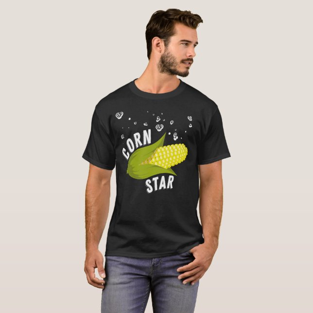 Corn star Shirt yellow corny Cob raining Popcorn (Front Full)