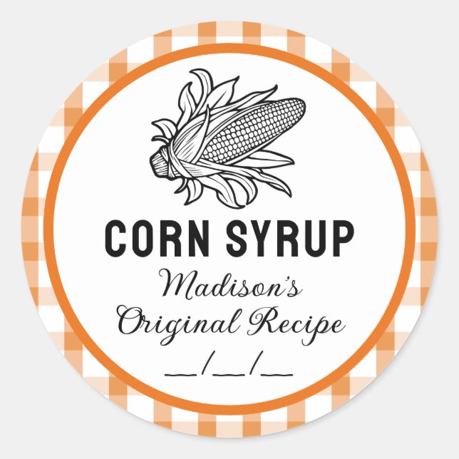 Corn syrup label with orange chequered pattern (Front)
