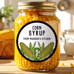 Corn syrup label with two corn cobs