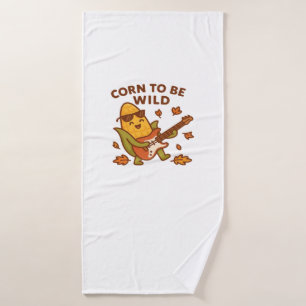 Corn to Be Wild � Rockin� Autumn Corn Cob Illustra Bath Towel