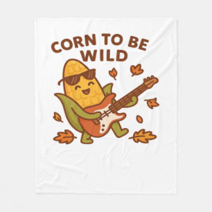 Corn to Be Wild – Rockin’ Autumn Corn Cob Illustra Fleece Blanket