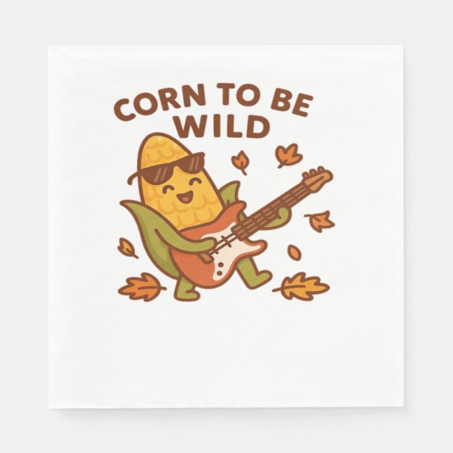 Corn to Be Wild – Rockin’ Autumn Corn Cob Illustra Napkin (Front)