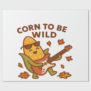 Corn to Be Wild � Rockin� Autumn Corn Cob Illustra Wrapping Paper