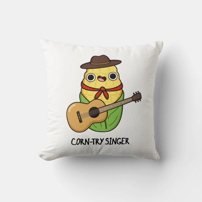 Corn-try Singer Funny Corn Pun  Cushion (Front)