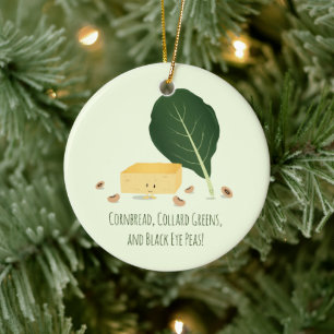 Cornbread Collard Greens Black Eye Peas Characters Ceramic Tree Decoration