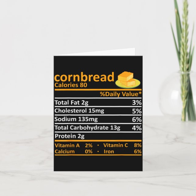 Cornbread Nutrition Food Thanksgiving Costume Chri Card (Front)