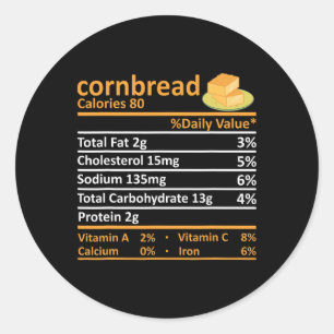 Cornbread Nutrition Food Thanksgiving Costume Chri Classic Round Sticker