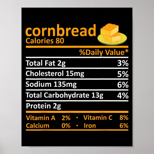 Cornbread Nutrition Food Thanksgiving Costume Chri Poster (Front)