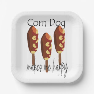 Corndog Makes Me Happy Party Paper Plate