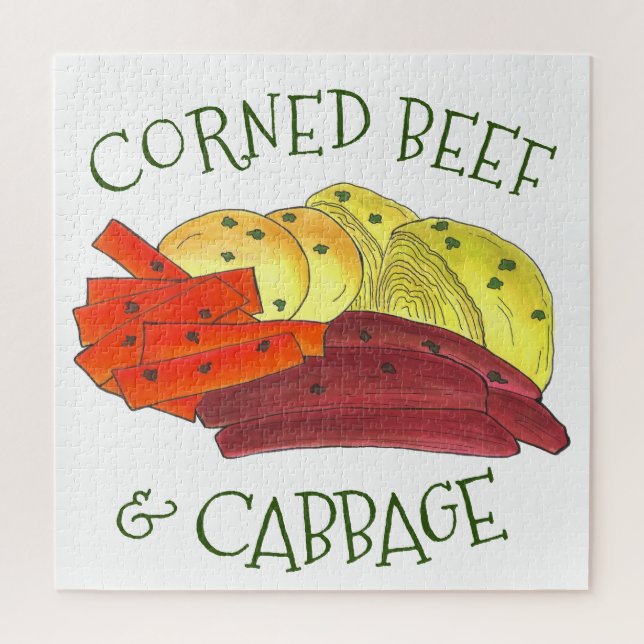 Corned Beef and Cabbage Boiled Carrots Potatoes Jigsaw Puzzle (Vertical)