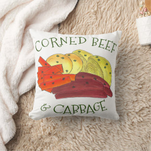 Corned Beef Cabbage Boiled Carrots Potatoes Irish Cushion