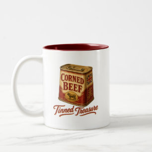 Corned Beef Tinned Treasure Vintage Tin Two-Tone Coffee Mug