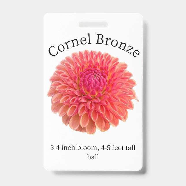Cornel Bronze Dahlia ID Badge (Front)