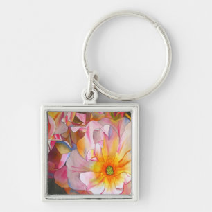 Cornelia pastel pink rose watercolor art key ring