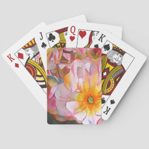 Cornelia pastel pink rose watercolor art playing cards