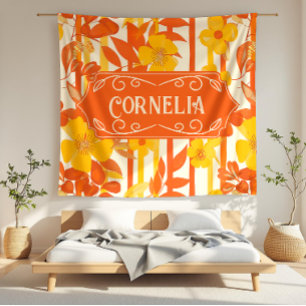 Cornelia Vibrant Yellow and Orange Floral Fleece Blanket