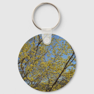 Cornelian Cherry Dogwood and Blue Sky Floral Key Ring