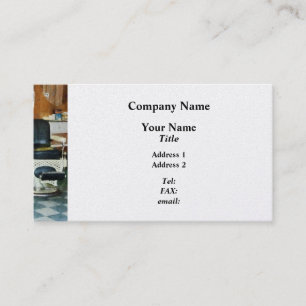Corner Barber Shop Two Chairs - Platinum Finish Business Card