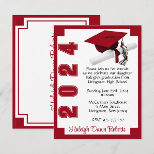 Corner Block White & Scarlet Red Graduation Invitation