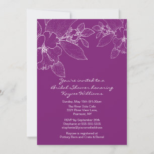 Corner Blossom Magenta Bridal Shower Invitation