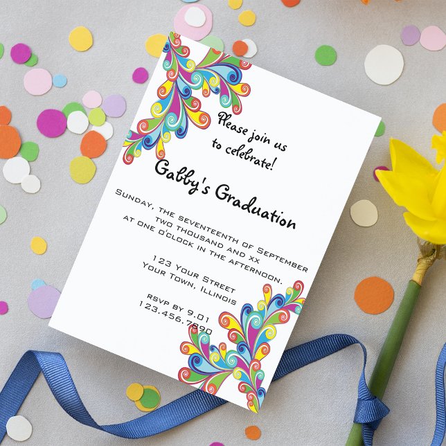 Corner Curls Graduation Party Invitation (Creator Uploaded)