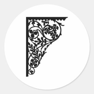 corner design flourish classic round sticker