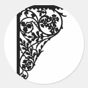 corner design flourish classic round sticker