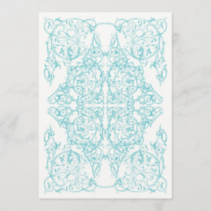 Corner Flourish Wedding Invitation Blue)