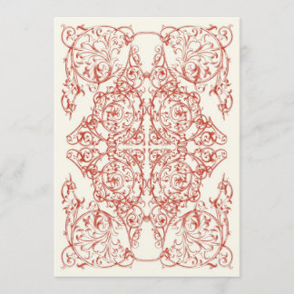 Corner Flourish Wedding Invitation (Crimson Red)