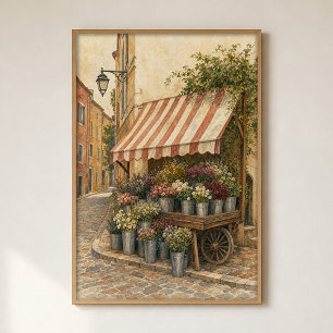 Corner Flower Cart Watercolour Cottagecore Poster