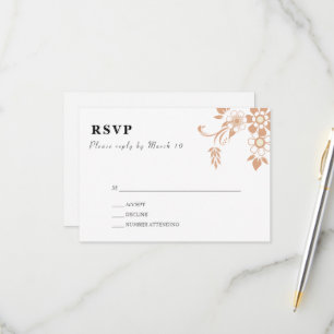 Corner Flower Motiff Wedding RSVP Card