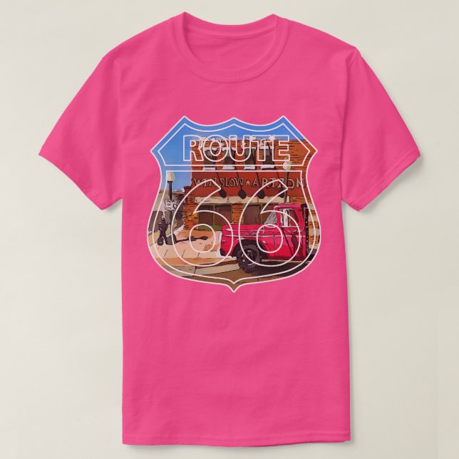 Corner in Winslow Arizona Route 66 Eagles song Tak T-Shirt (Design Front)