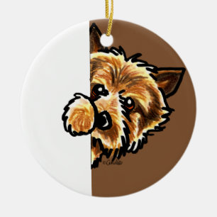Corner Norwich Terrier Ceramic Tree Decoration