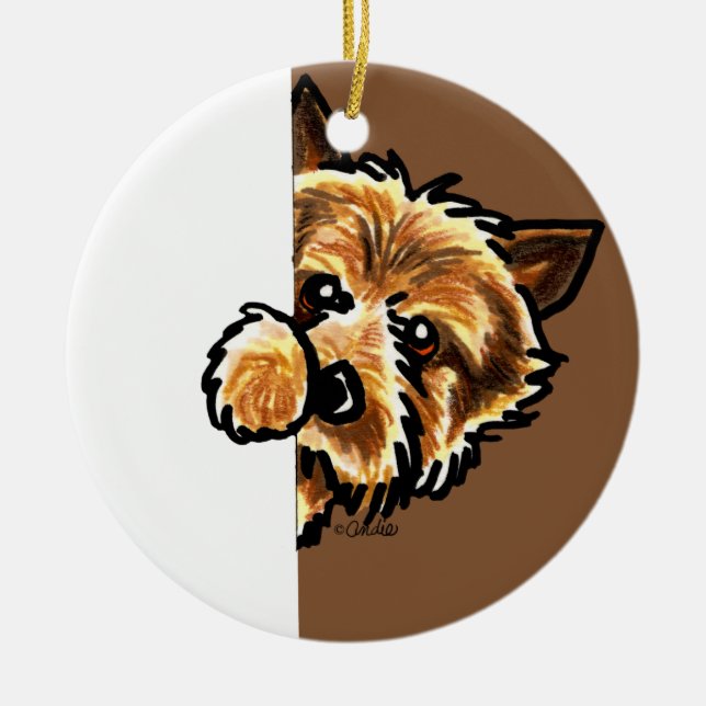 Corner Norwich Terrier Ceramic Tree Decoration (Front)