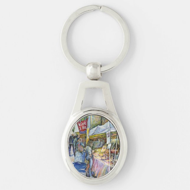 Corner of Flying Pig Farm and Wine a Bit. Key Ring (Front)