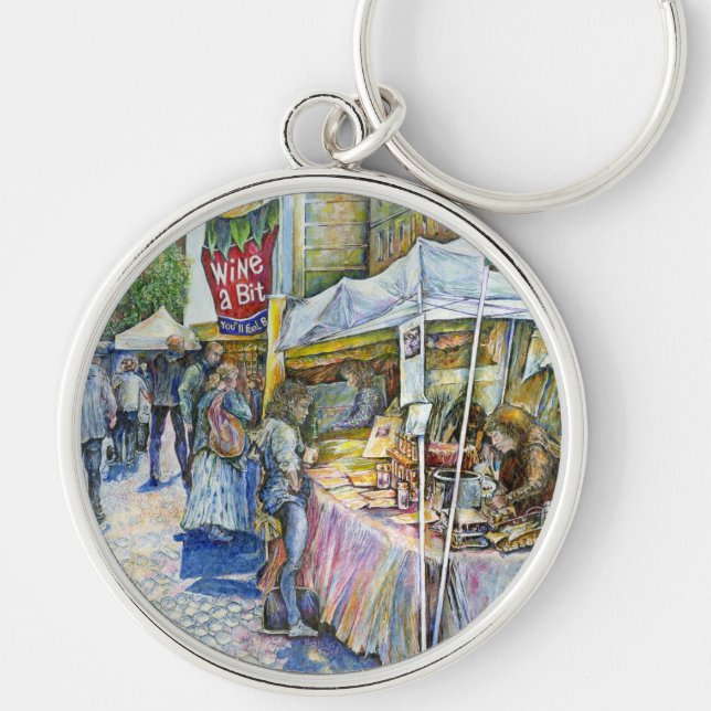 Corner of Flying Pig Farm and Wine a Bit. Key Ring (Front)