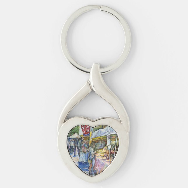 Corner of Flying Pig Farm and Wine a Bit. Key Ring (Front)